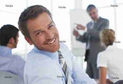 Happy businessman close up